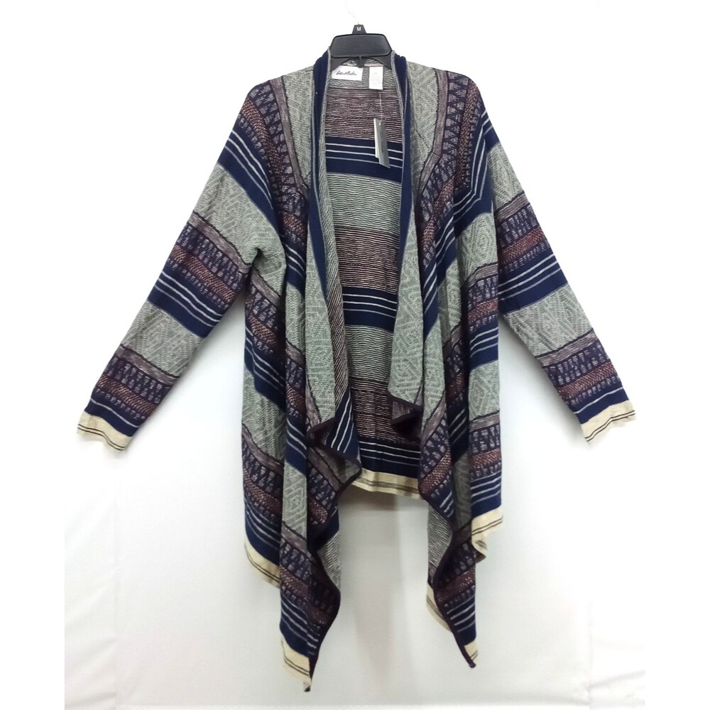 LeModa Sweater Women Size 2XL Multicolor Striped Long Sleeve Open Front Cardigan